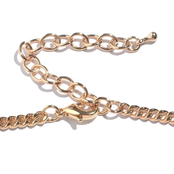 Simulated Apatite, Chroma Goldtone Curb Necklace - Picture 6 of 6